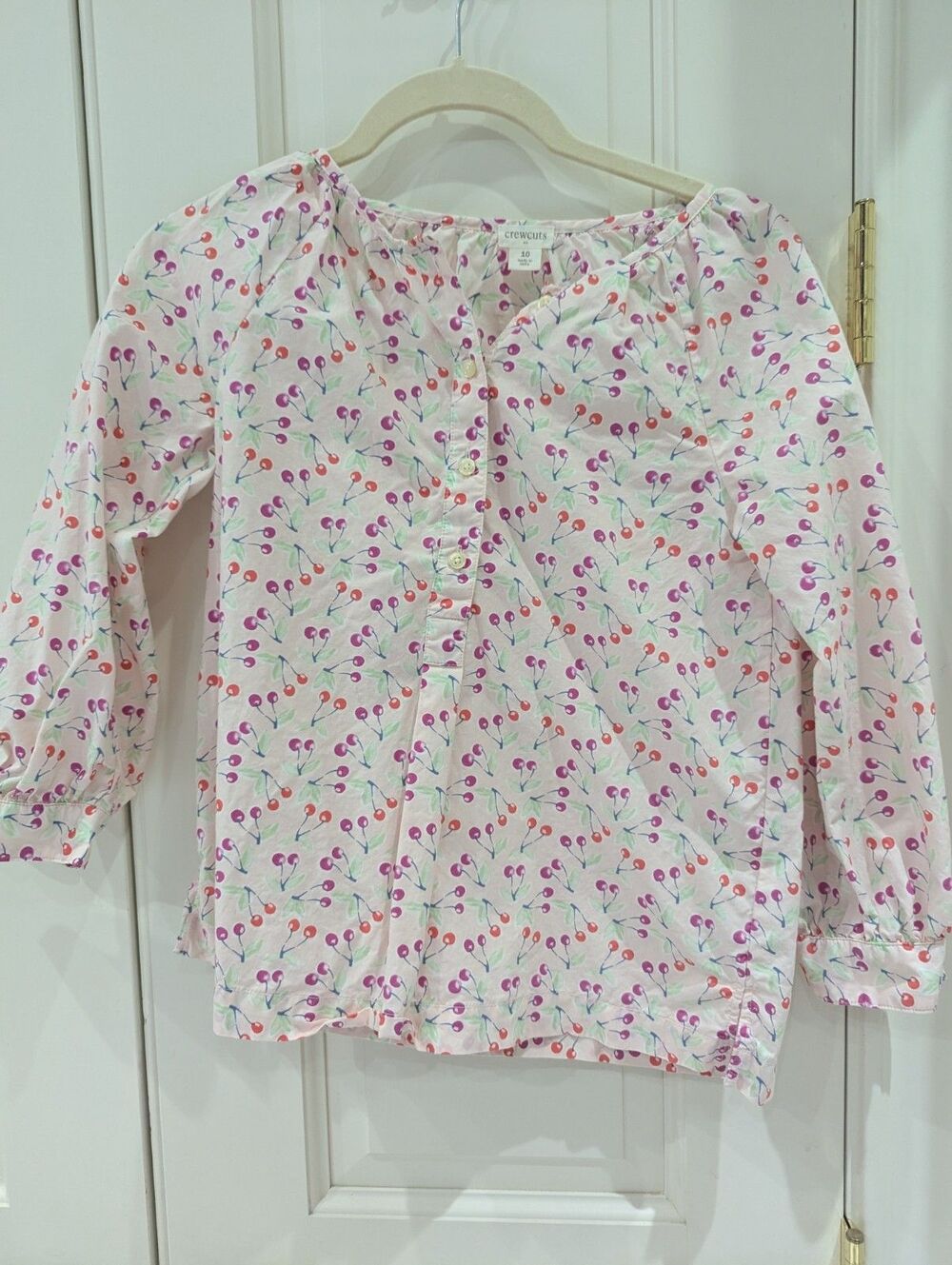 J.Crew Crewcuts Cherry Print Light Top/Blouse Size 10 Girl j. crew
